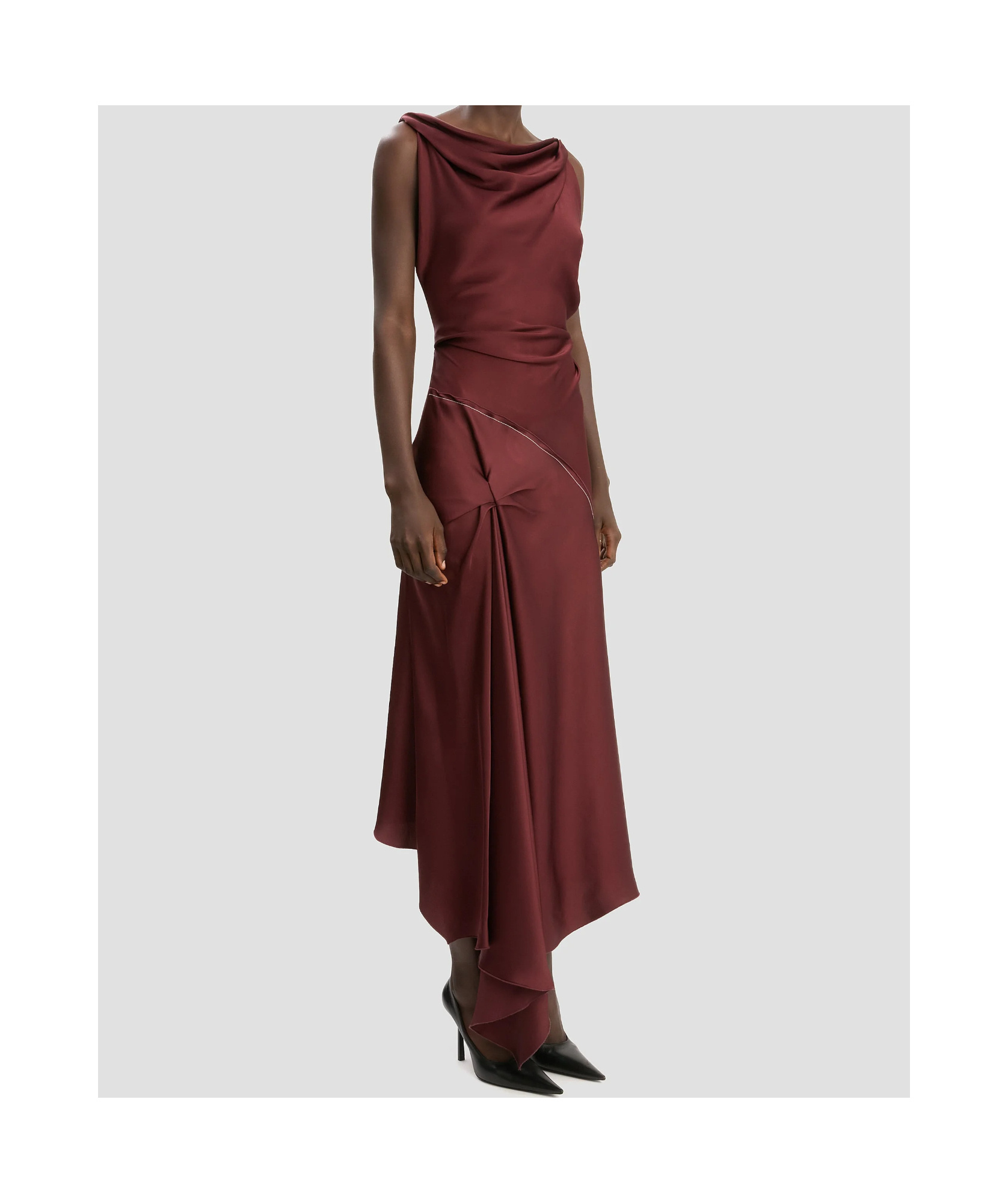 Victoria Beckham Posy Midi Dress In Cinnabar Red In Burgundy