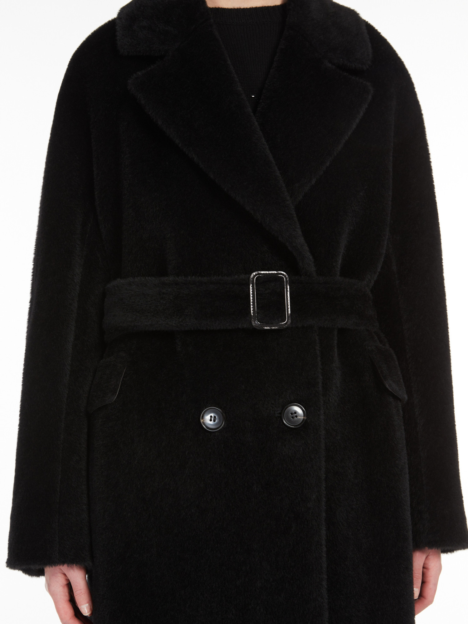 Max Mara Double-breasted Alpaca And Wool Coat In Black