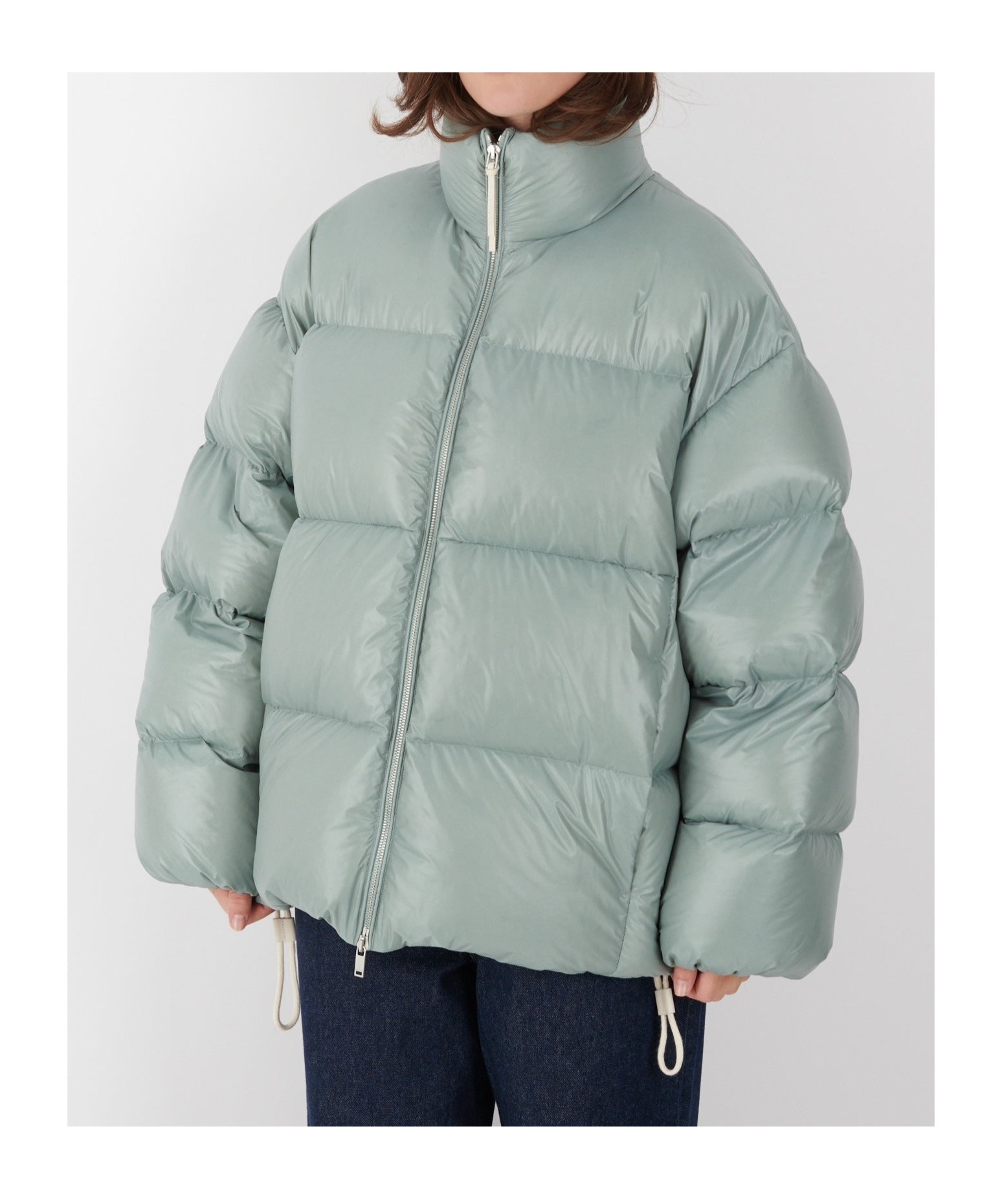 Jil Sander Long-sleeved Down Jacket In Gray