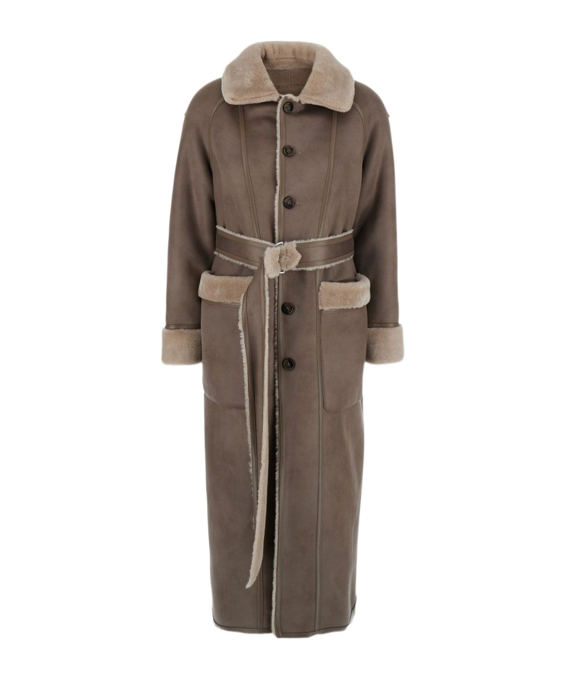 Urbancode Reversible Faux Fur Belted Coat In Brown