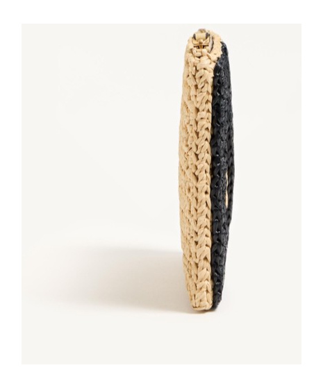 Valentino Garavani Garavani Viva Superstar Small Pouch In Synthetic Raffia Woman Natural Uni In Black