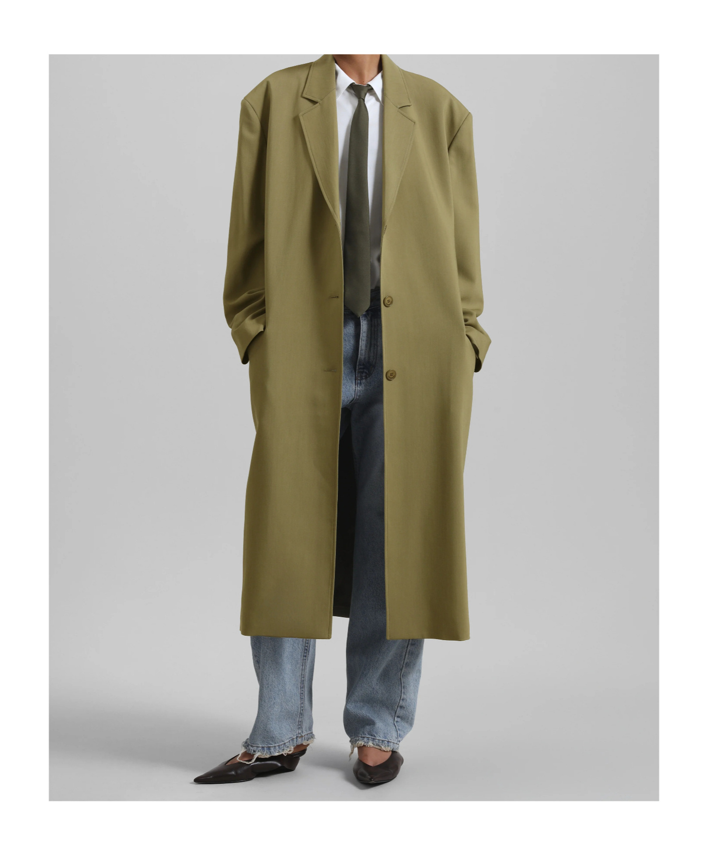 Shop The Frankie Shop Tribeca Long Coat - Khaki
