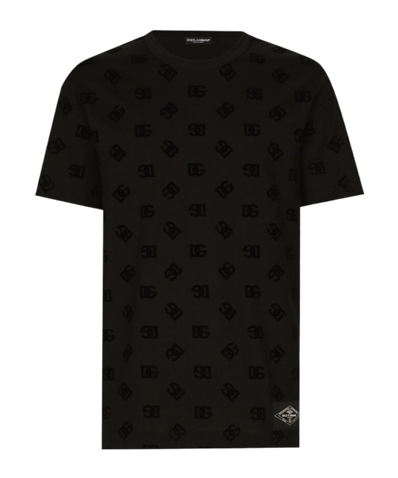 Dolce & Gabbana T-shirt All-over Flocked In Black