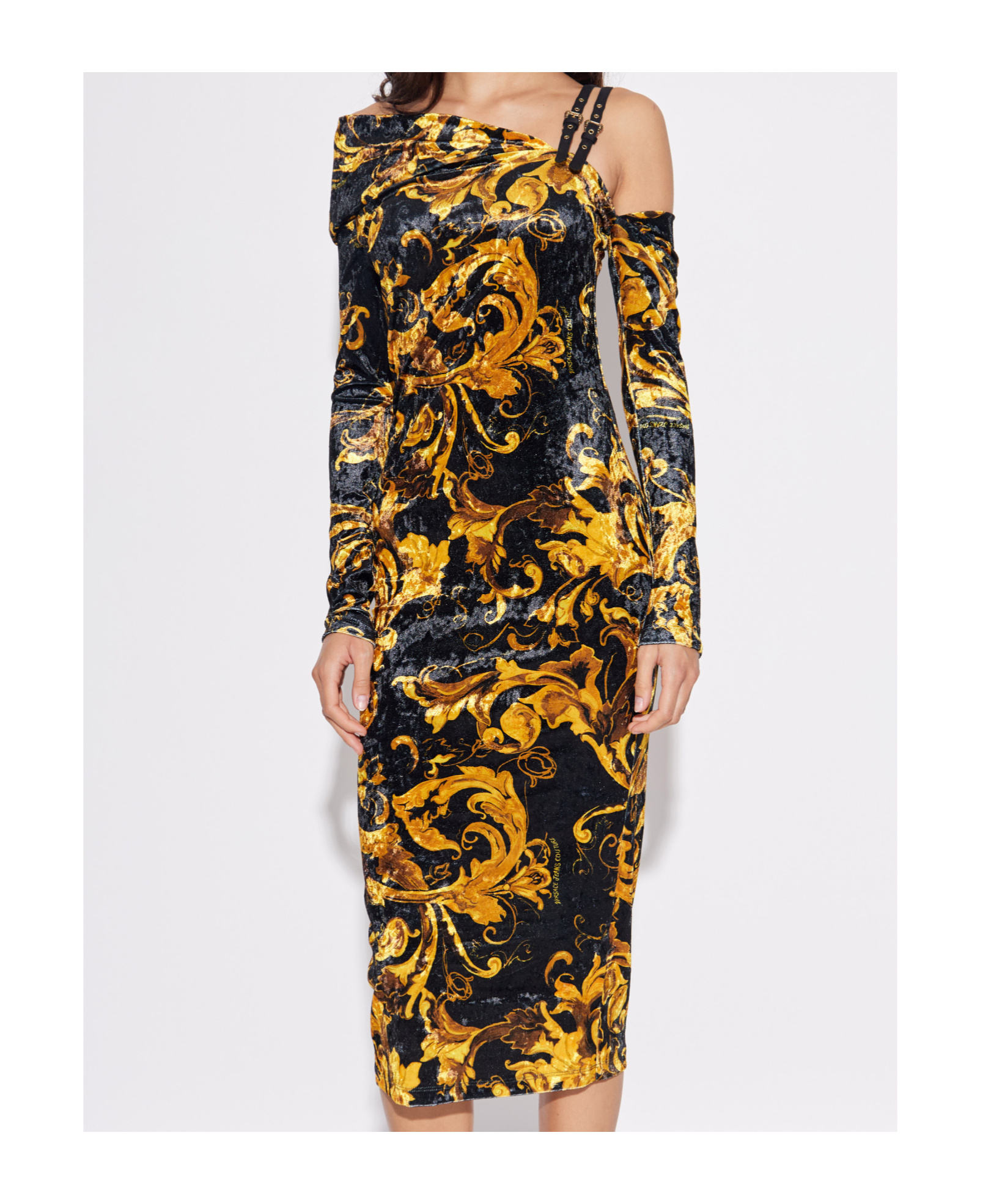 Versace Jeans Asymmetrical Dress In Black