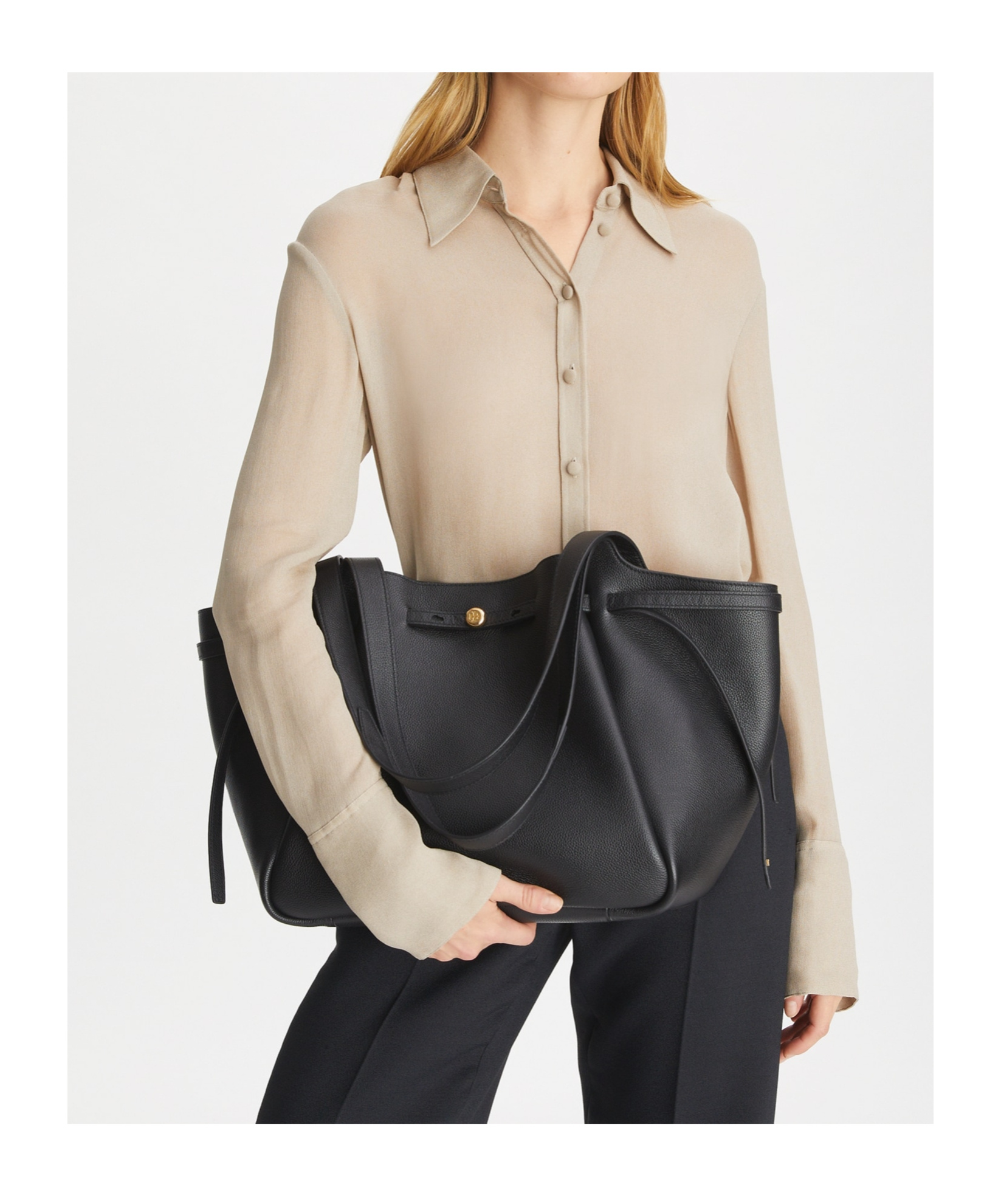 Tory Burch Romy Shopping Bag In Black