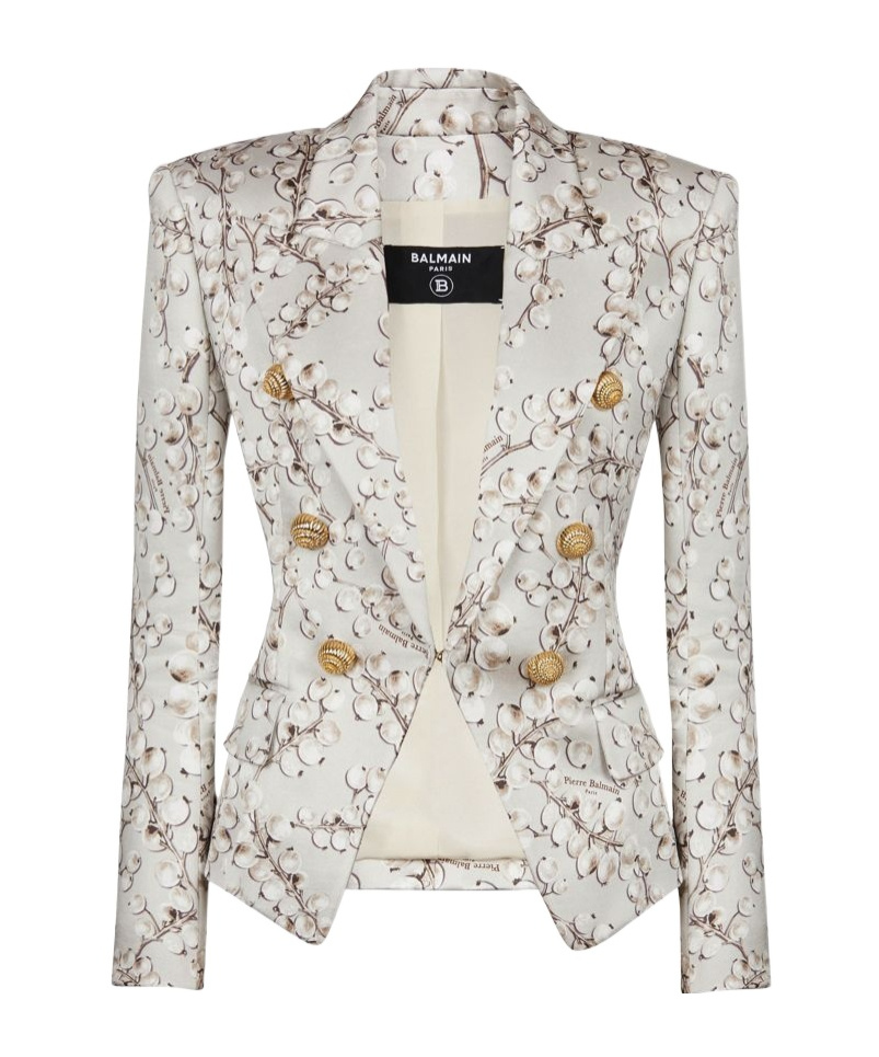 Shop Balmain Long-sleeved Suit Coat In Beige