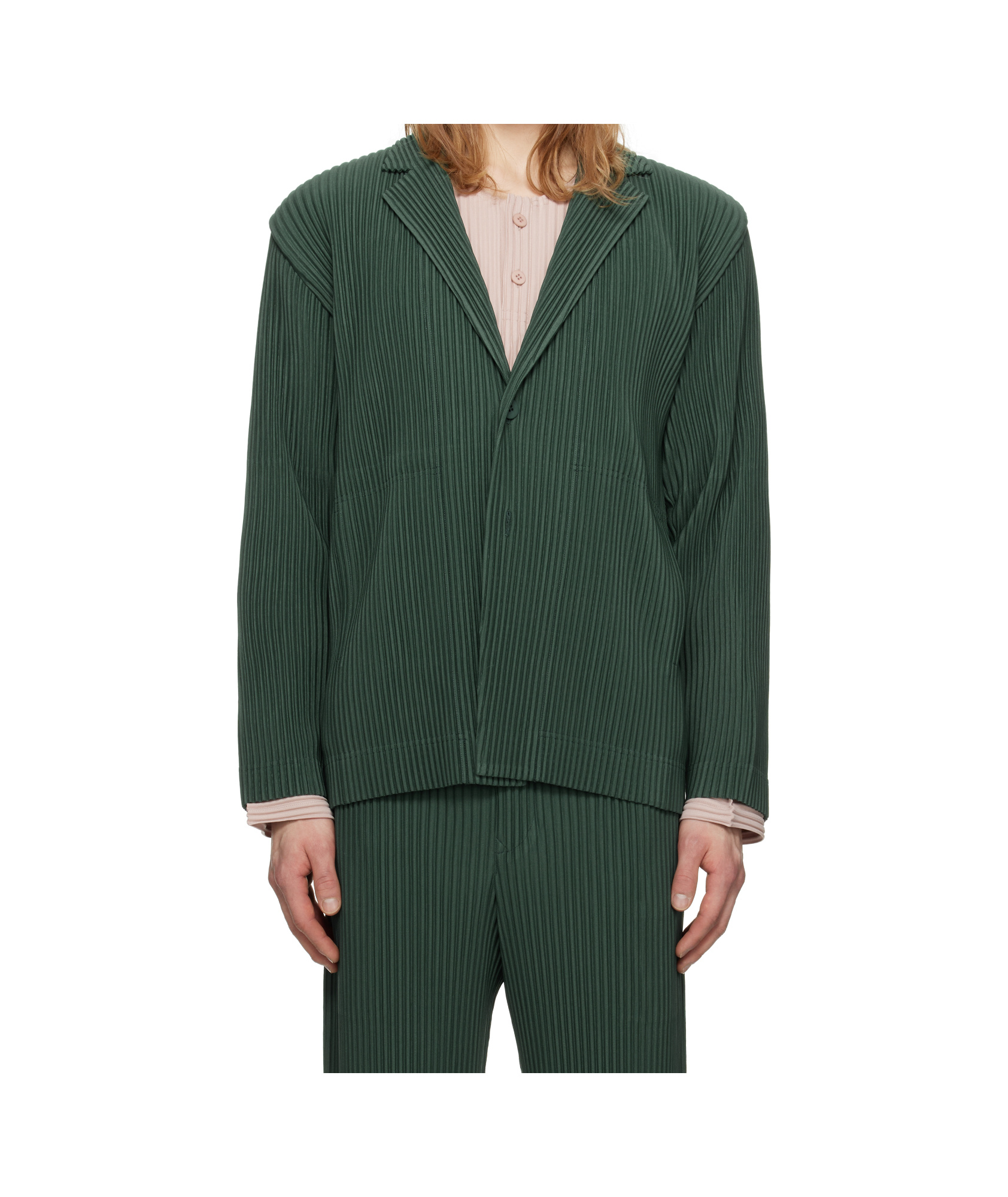 Issey Miyake Single-breasted Blazer In Green