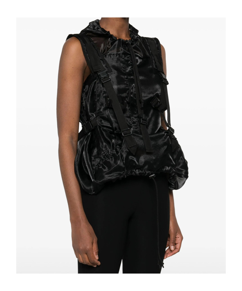 Junya Watanabe Buckle Detail Organdy Top In Black