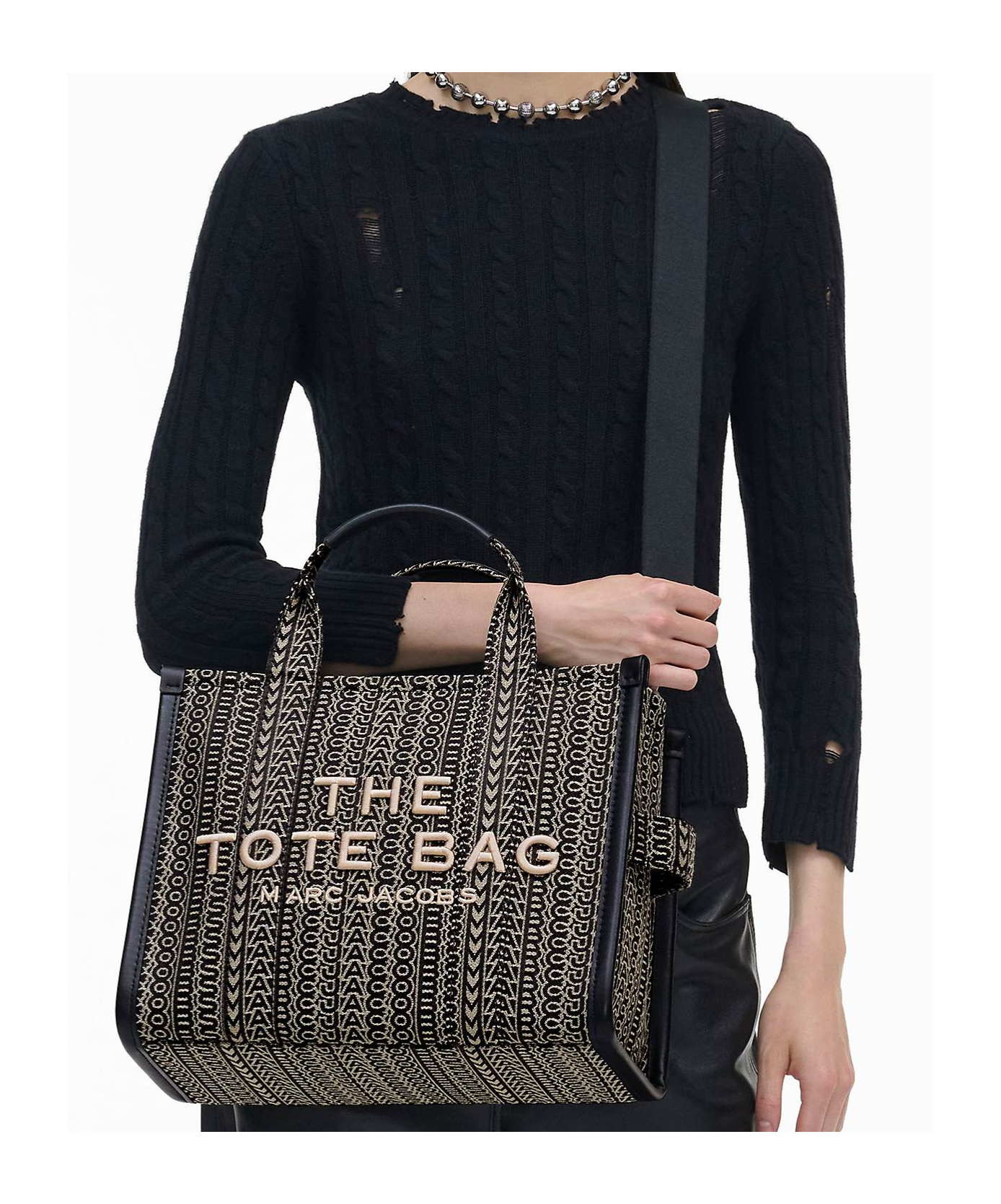 Marc Jacobs The Medium Tote Beige Multi In Black