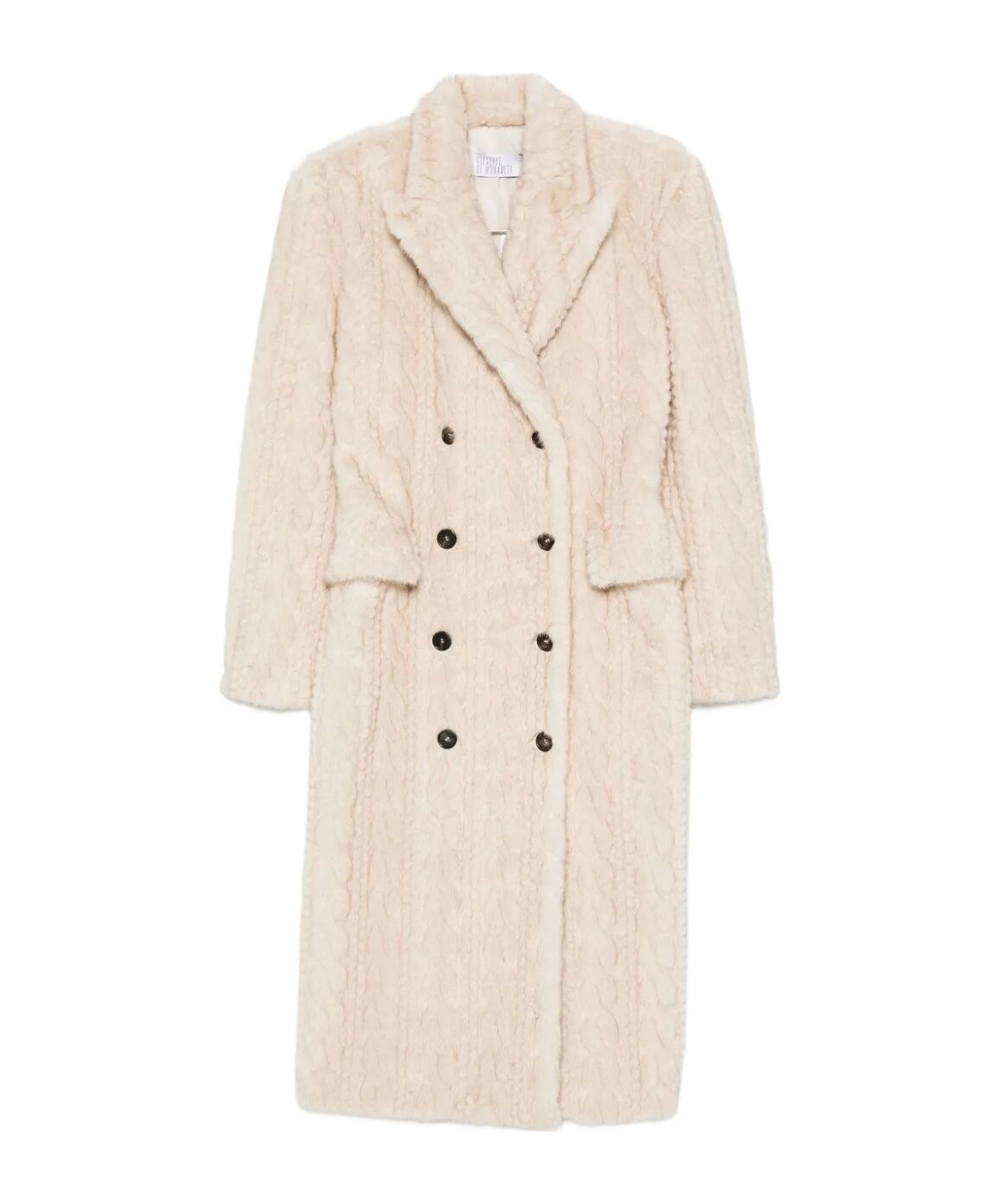 Giuseppe Di Morabito Textured Cable-knit Double-breasted Coat In Gray