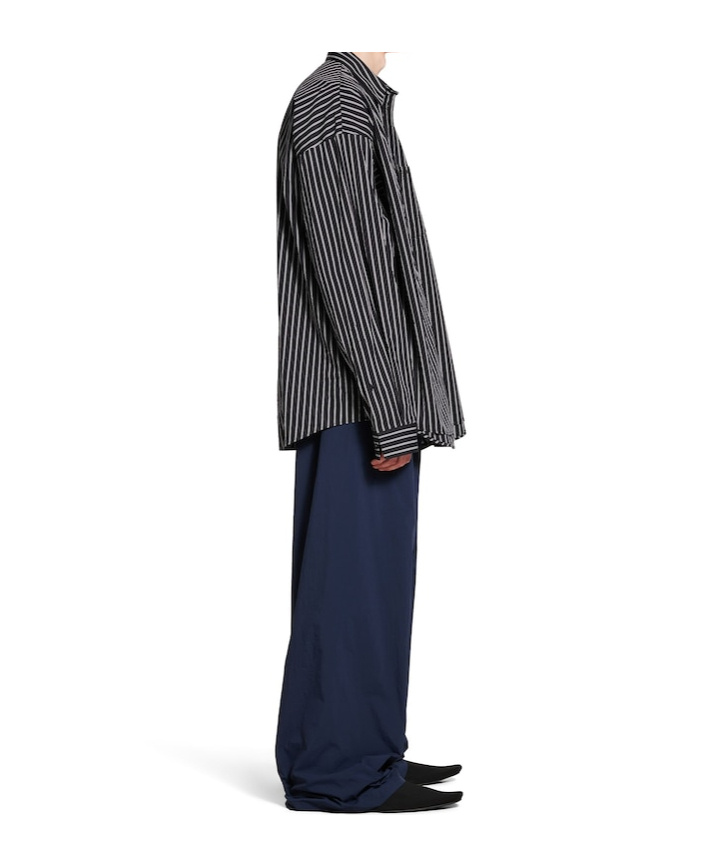 Balenciaga Oversized Striped Poplin Shirt For Men In Black