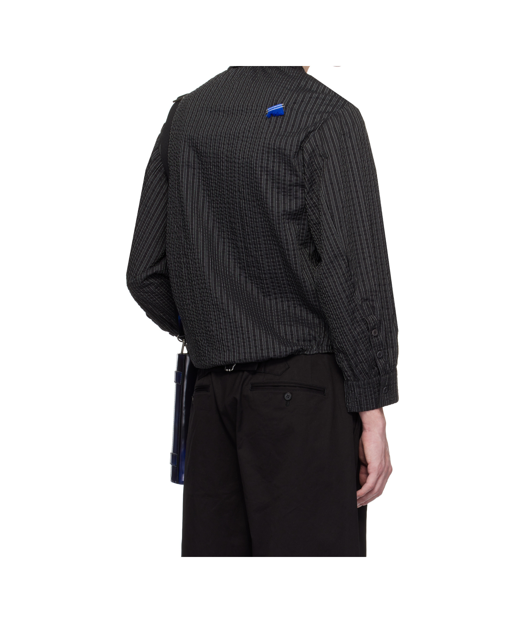 Ader Error Striped-pattern Gathered Shirt In Black