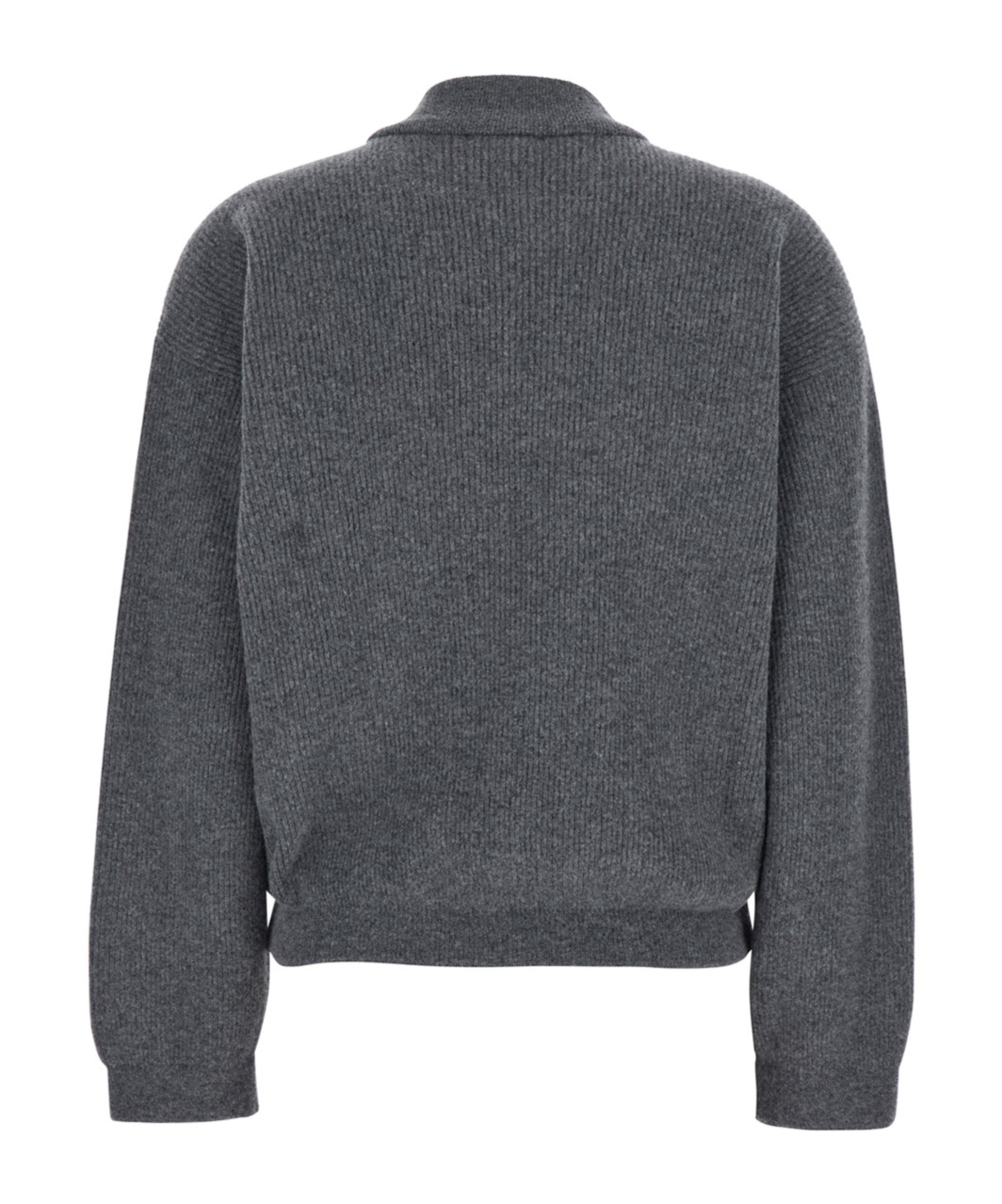 Fabiana Filippi Grey Ribbed Knit Sweatshirt With Front Zip Closure In Wool Blend Woman In Gray