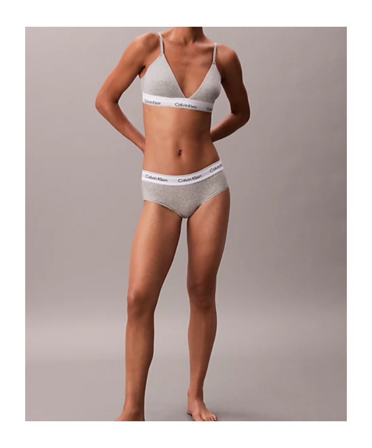 Calvin Klein Lightly Lined Triangle Bralette - Icon Cotton Modal In Gray