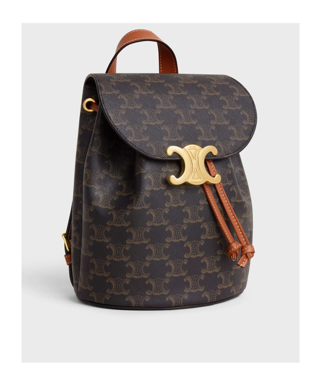 Celine Bonnie Logo Printed Backpack In Brown