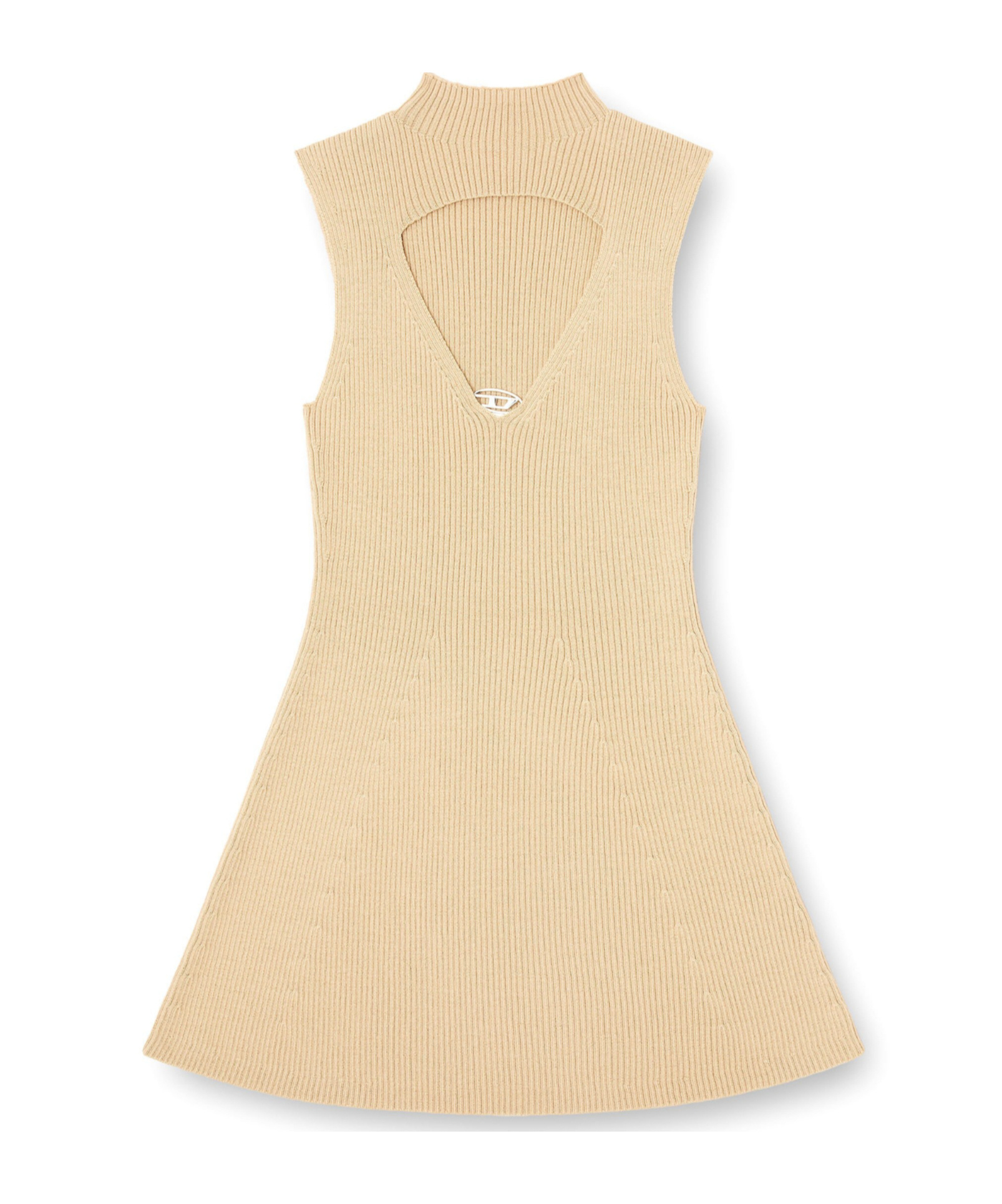 Diesel M-oloni-short Keyhole-neck Ribbed Dress In Yellow