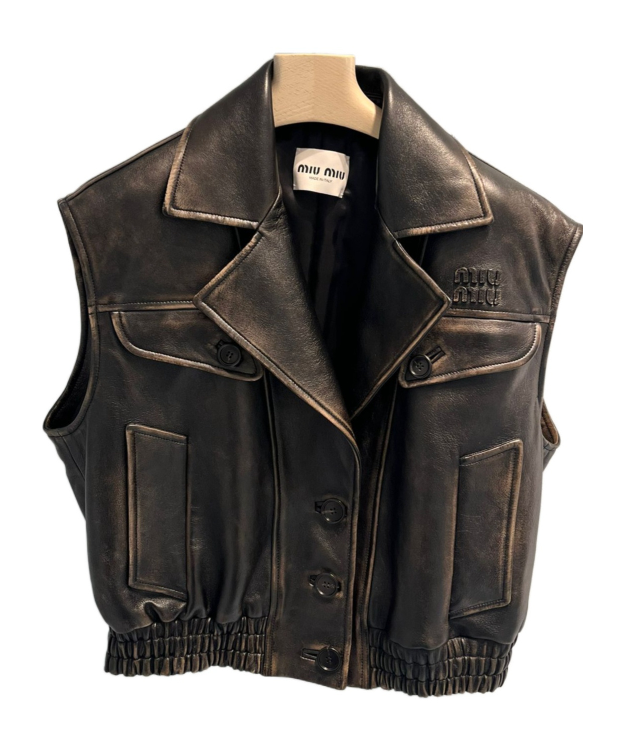 Miu Miu Women Logo Nappa Vest In Black