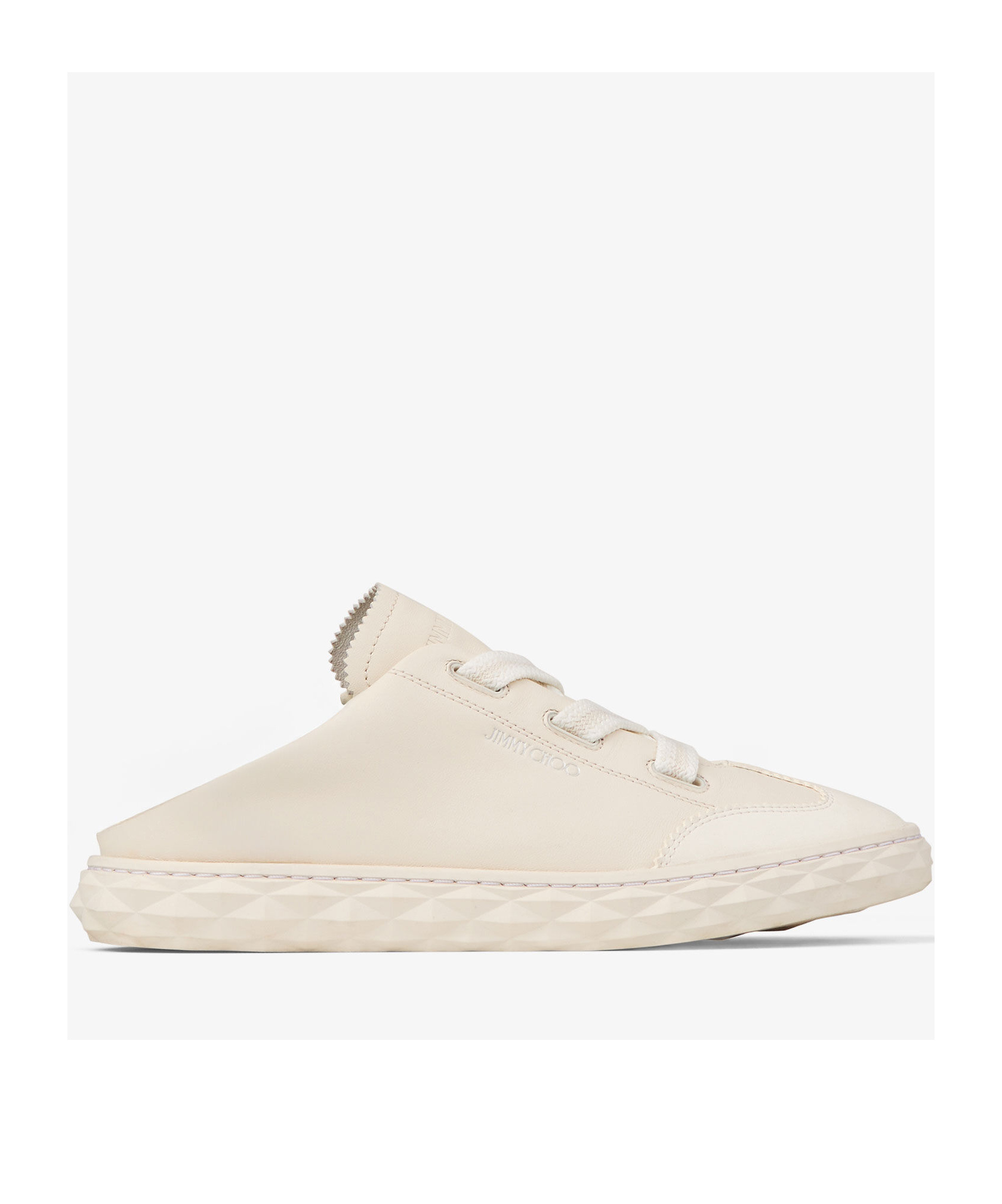 Jimmy Choo Diamond Flex Lightweight Leather Trainers With Collapsible Heel In White