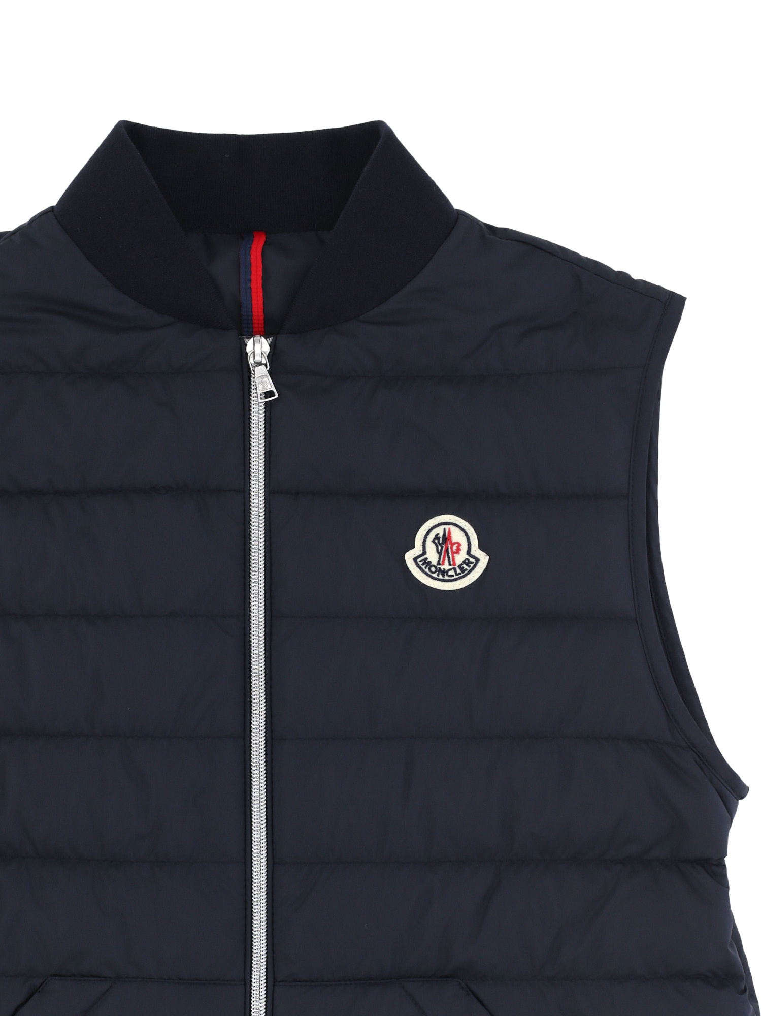Moncler Zippered Down Vest In Blue