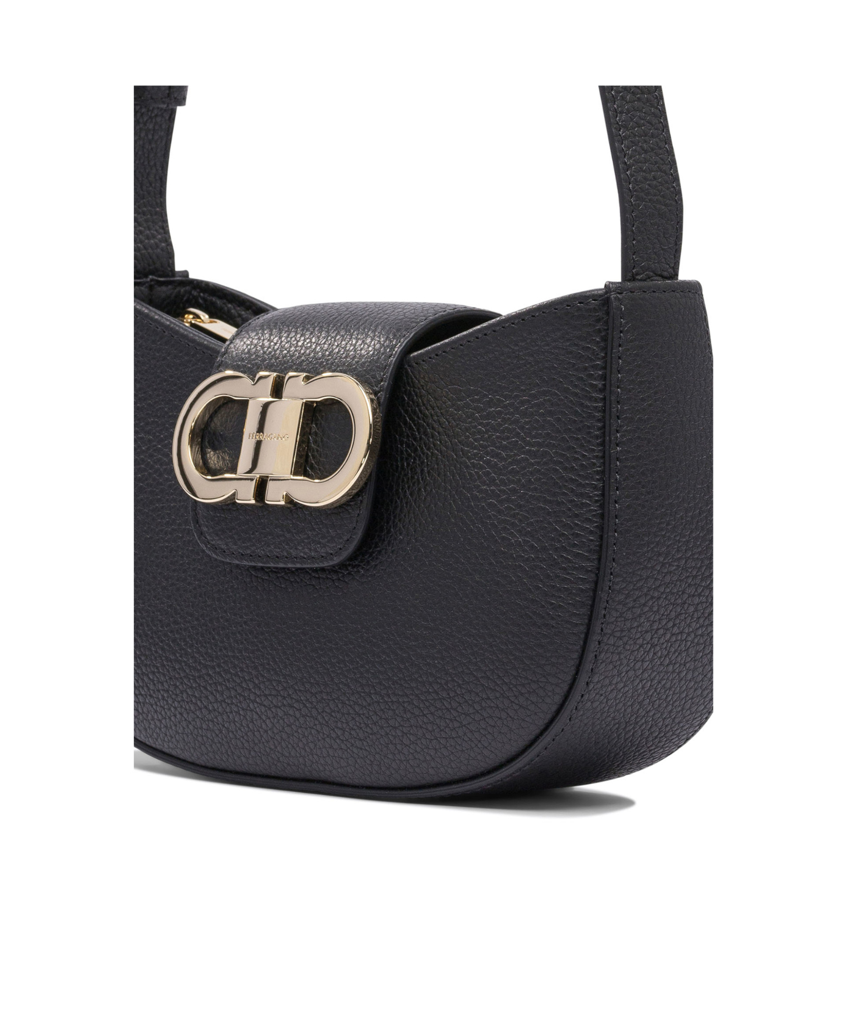 Ferragamo Gabry Black Calf Leather Shoulder Bag