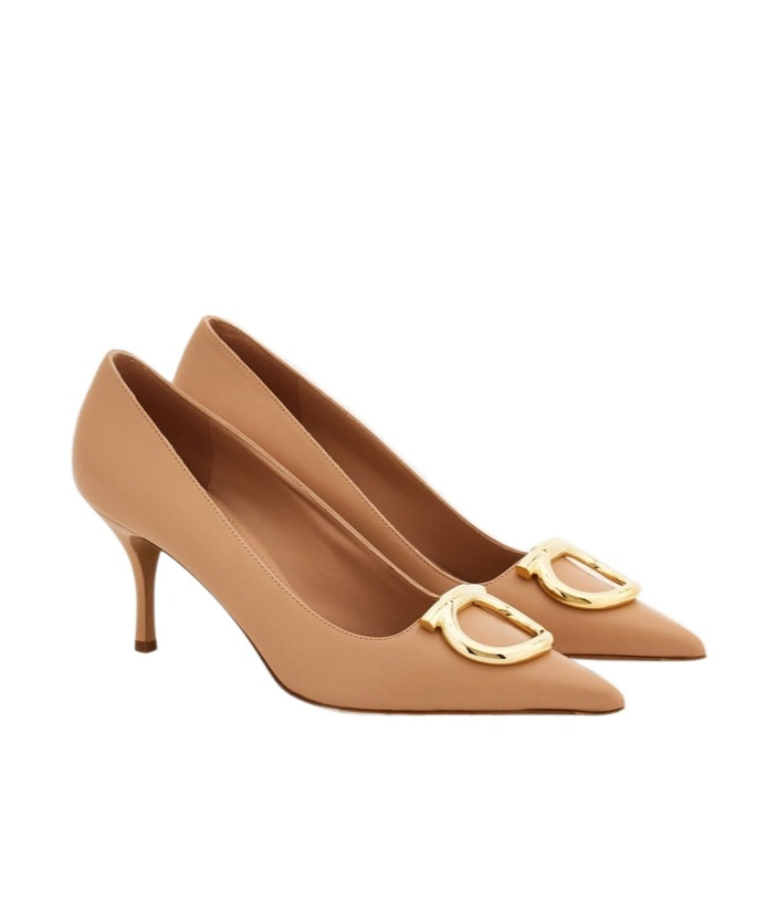 Ferragamo Buckle-detail Pointed-toe Pumps In Brown