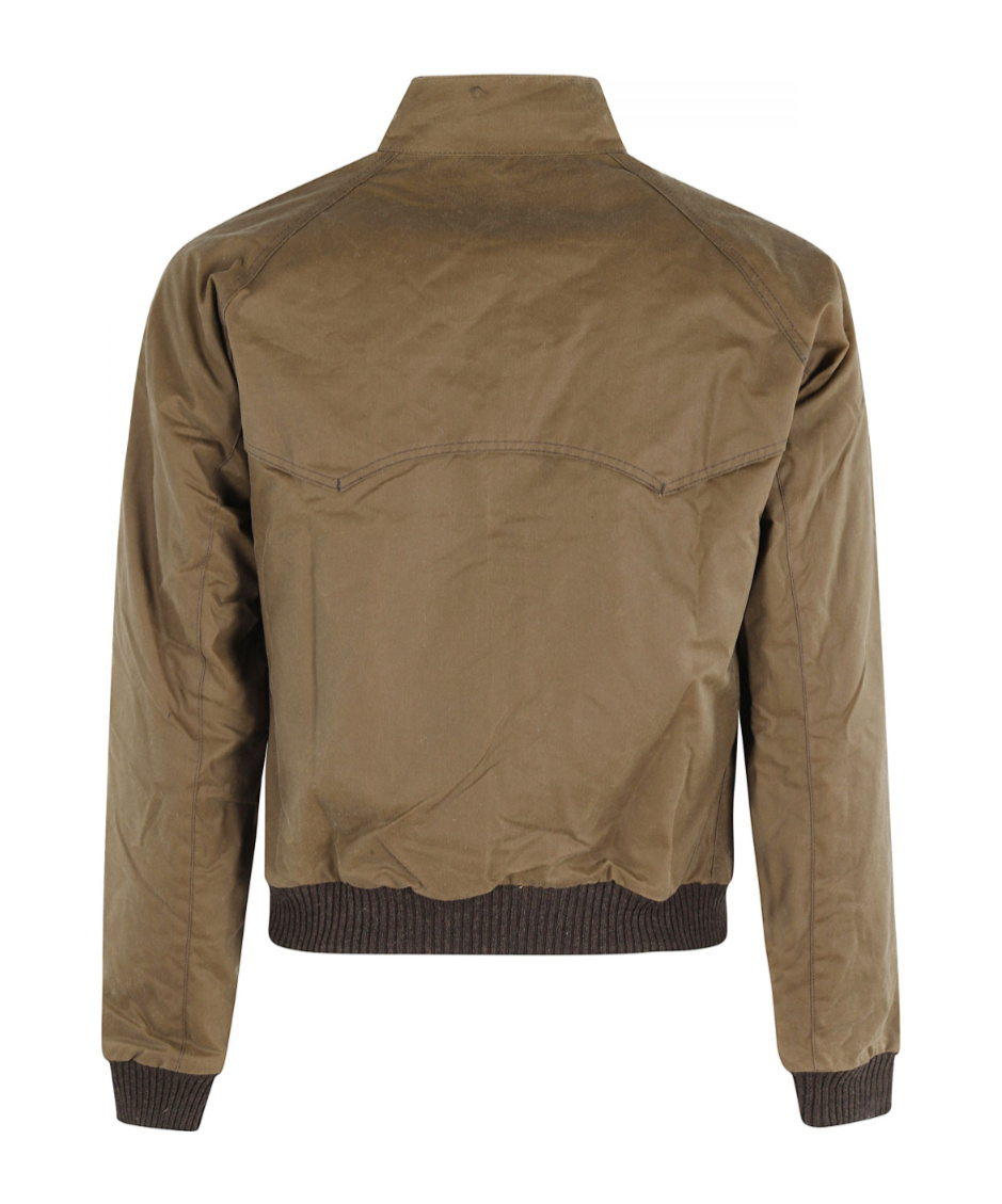 Barbour Sand Waxed Jacket With Double-slider Zipper In Brown