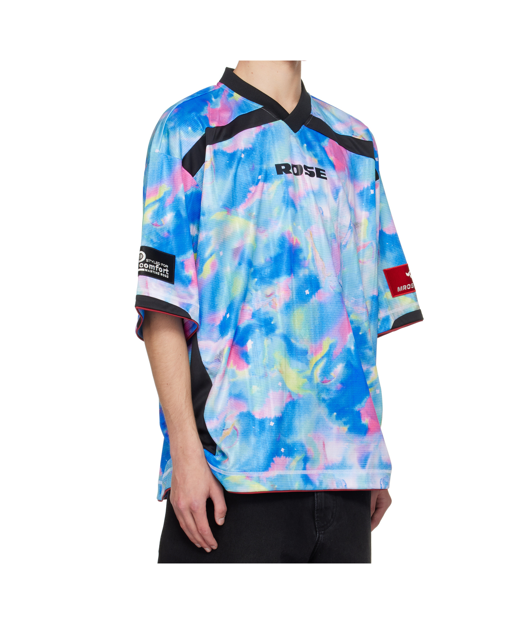 Martine Rose Watercolour-print V-neck T-shirt In Multi