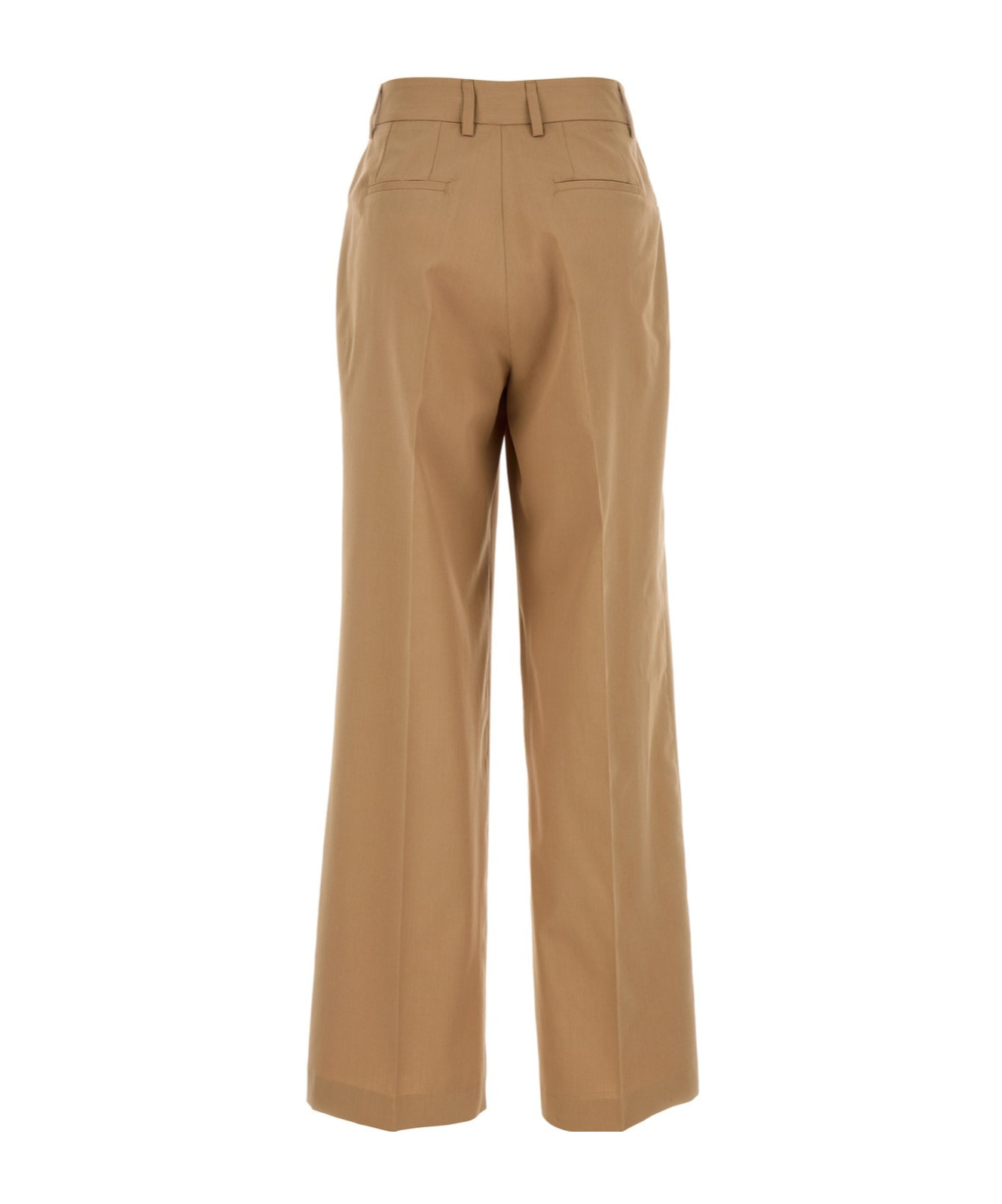 Pt Torino Pantalone Palazzo In Misto Lyocell Cammello Donna In Brown