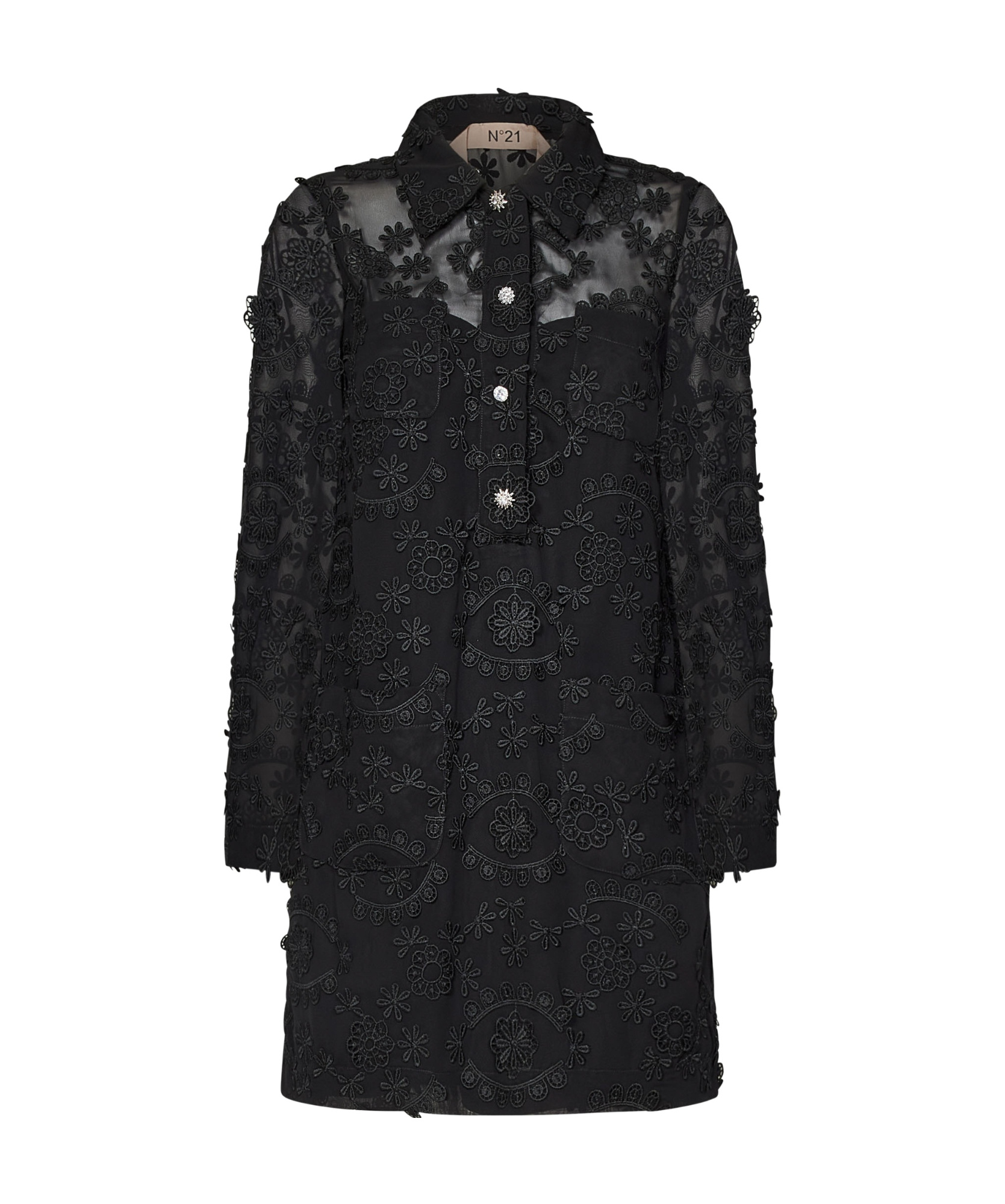 N°21 N21 Semi-sheer Lace Shirt Dress