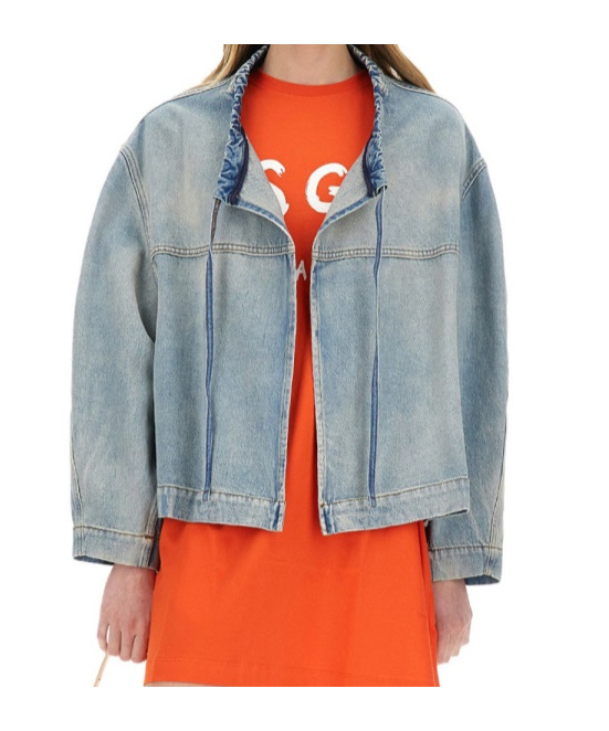 Msgm Relaxed-fit Oversized Denim Jacket In Gray