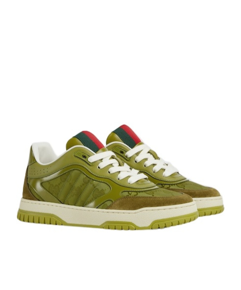 Gucci Re-web Sneaker In Green Gg Fabric Women