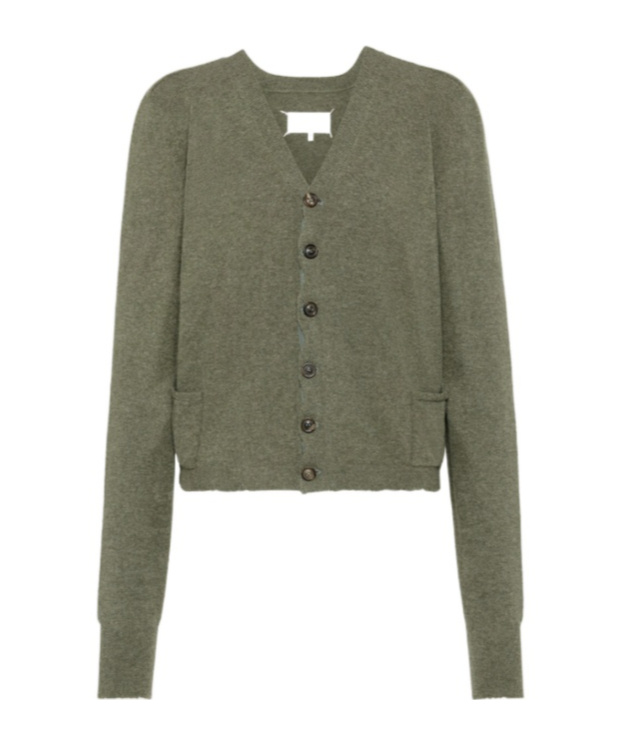 Maison Margiela Puff-sleeve Button Cardigan In Green