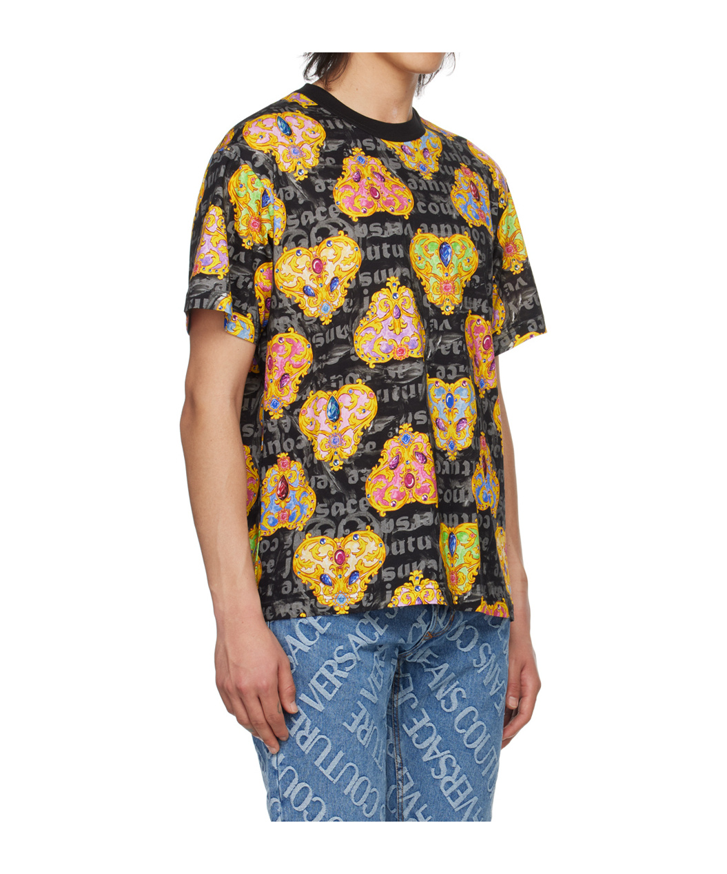 Versace Jeans Round Collar Printed T-shirt In Multicolor