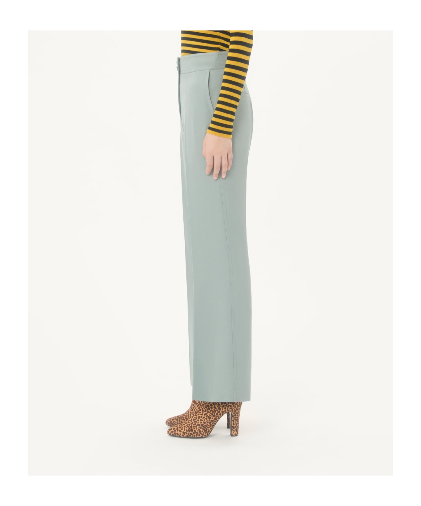 Valentino Light Diagonal Wool Trousers In Green