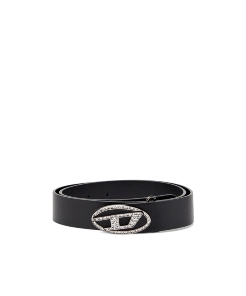 Diesel B-1dr Leather Belt In Black
