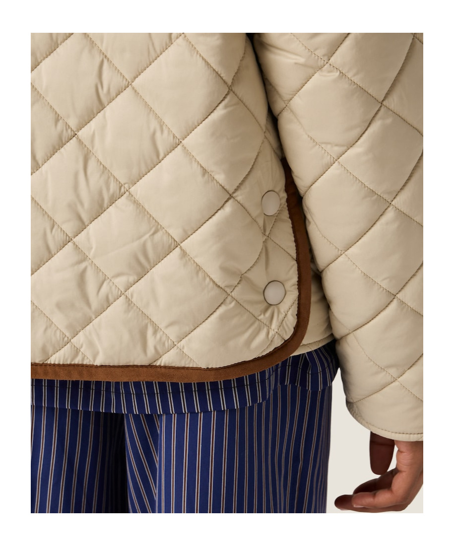 Miu Miu Quilted Technical Pongé Blouson In Brown