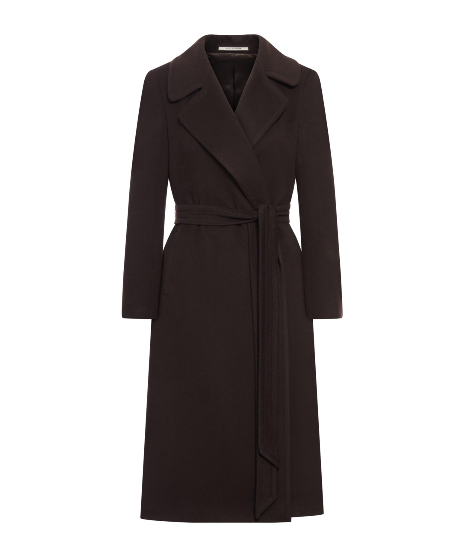 Tagliatore Belted Wool Coat In Brown