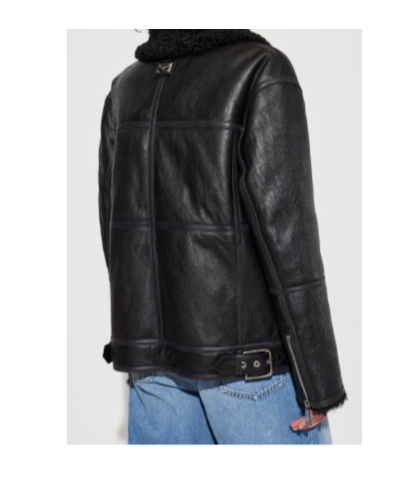 Dolce & Gabbana Shearling-collar Leather Jacket In Black