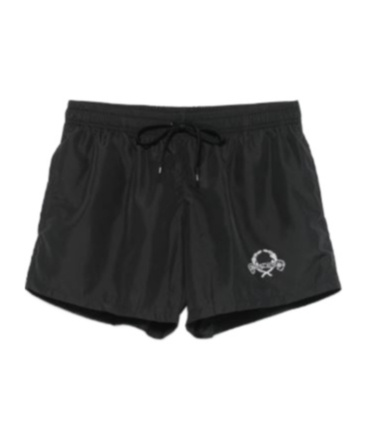 Moschino Laurel Crown Logo Beach Boxer Shorts In Black