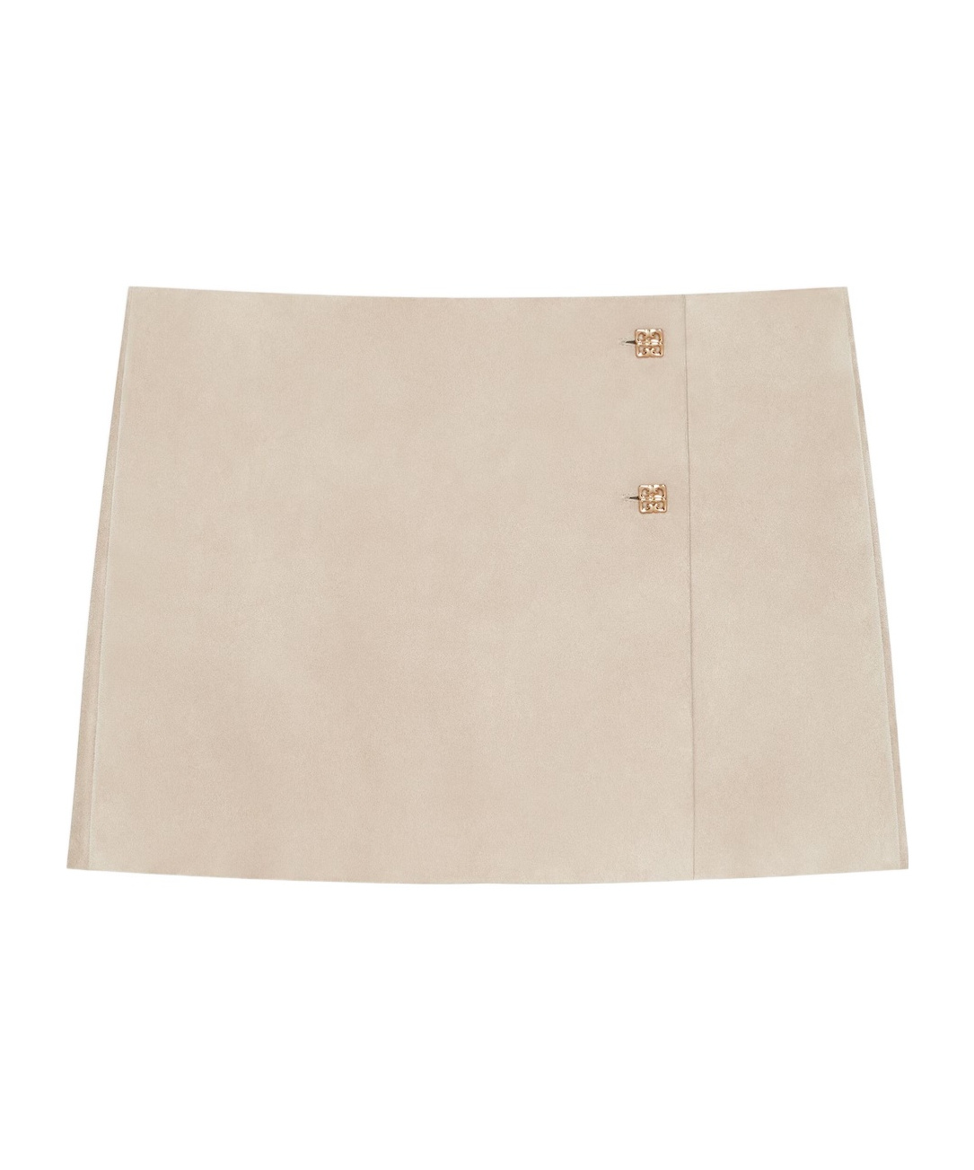 Givenchy Wrap Mini Skirt In Suede With 4g Detail In Nude