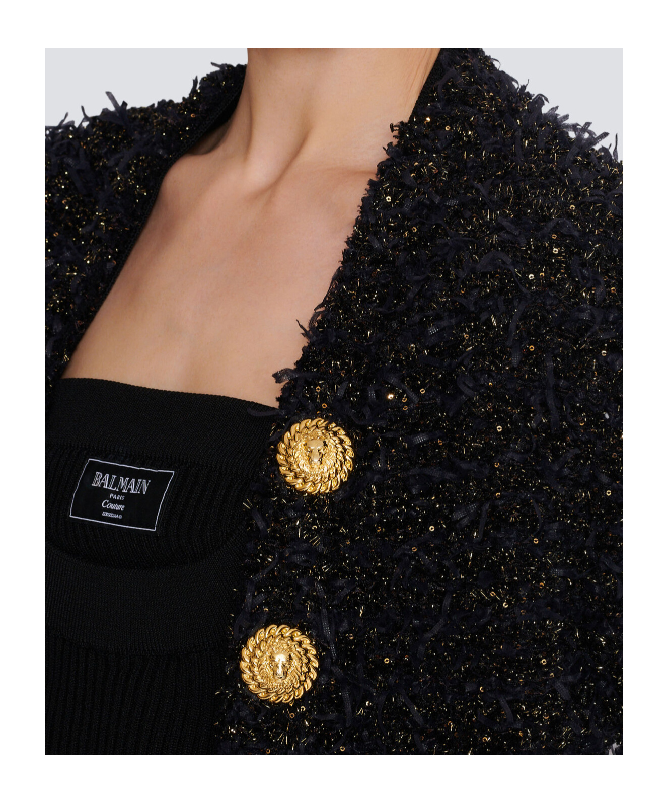Shop Balmain Edge-to-edge Tweed Jacket In Black
