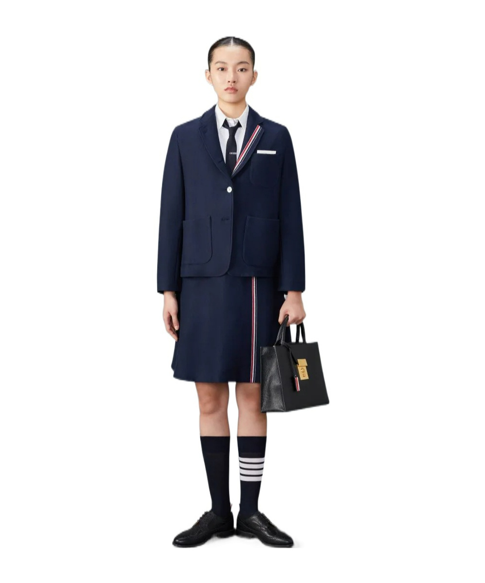 Thom Browne Twill Gold-button Blazer In Black
