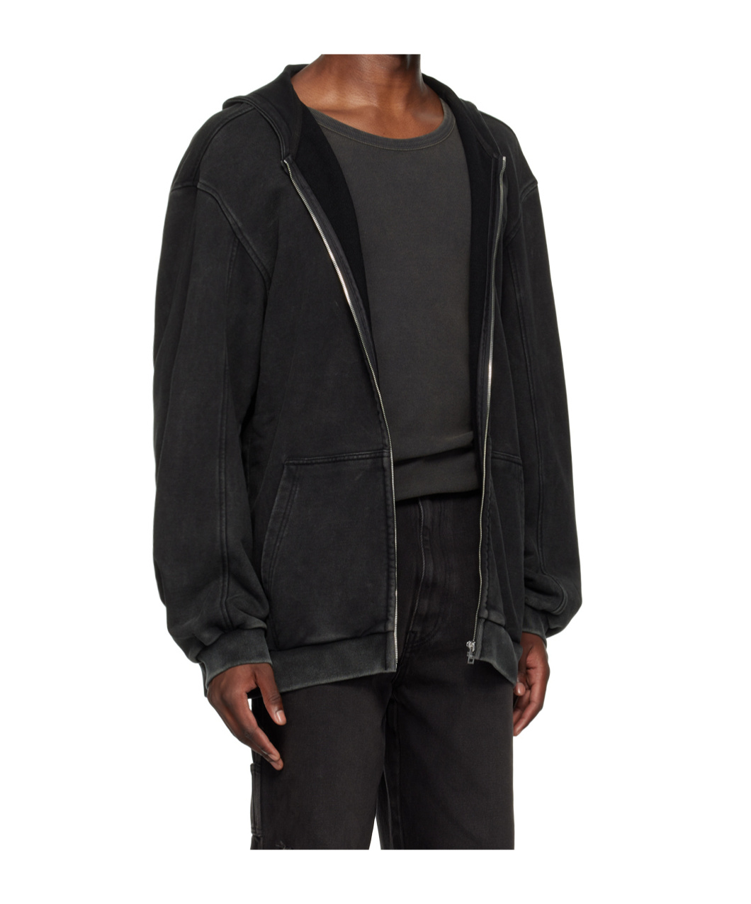 We11 Done Rivet Hooded Hooded Hoodie In Black