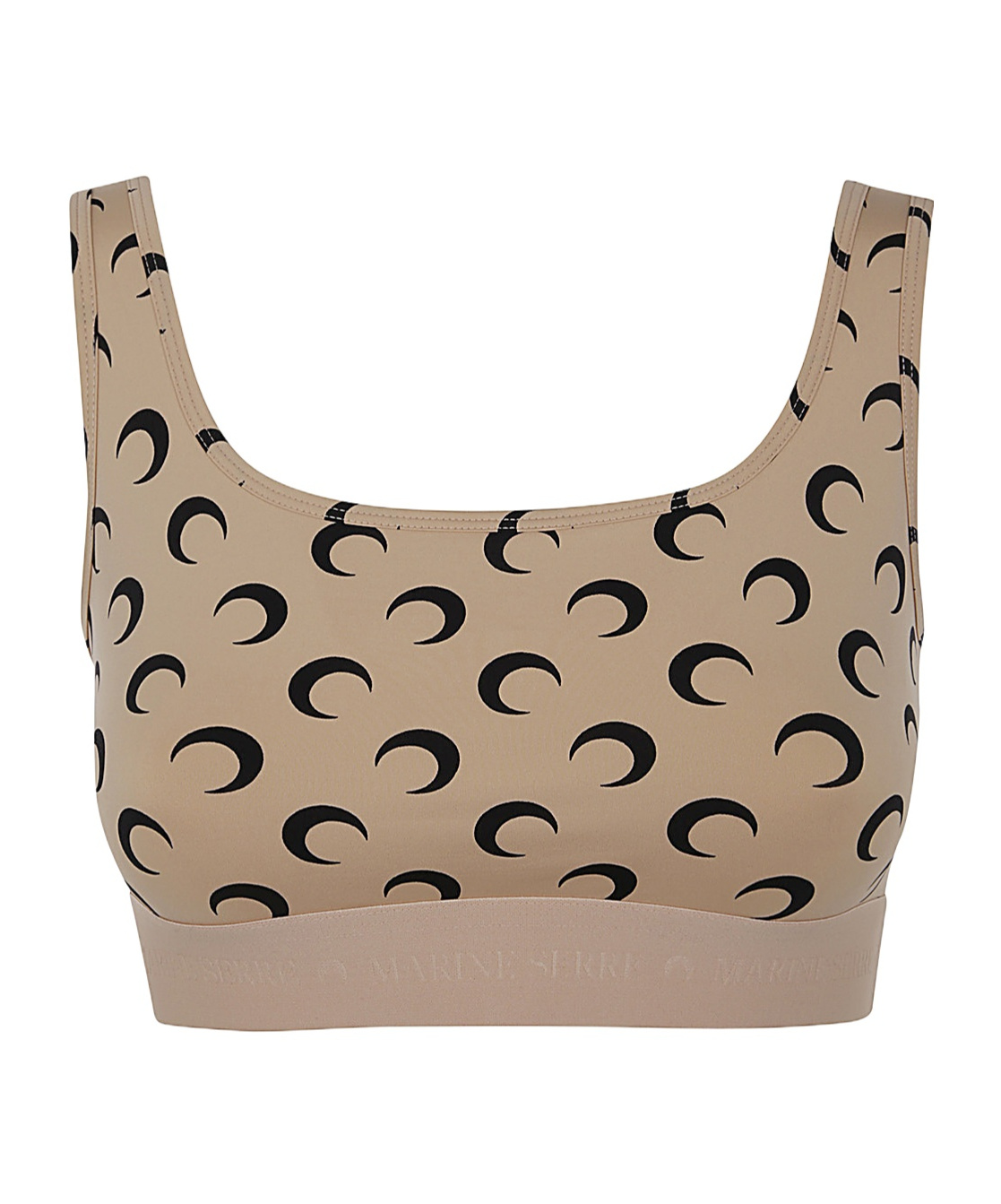 Marine Serre Beige Top With All-over Crescent Moon Print In Nude