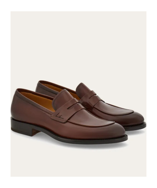 Ferragamo Man Loafers Brown Size 8.5 Calfskin In Brown