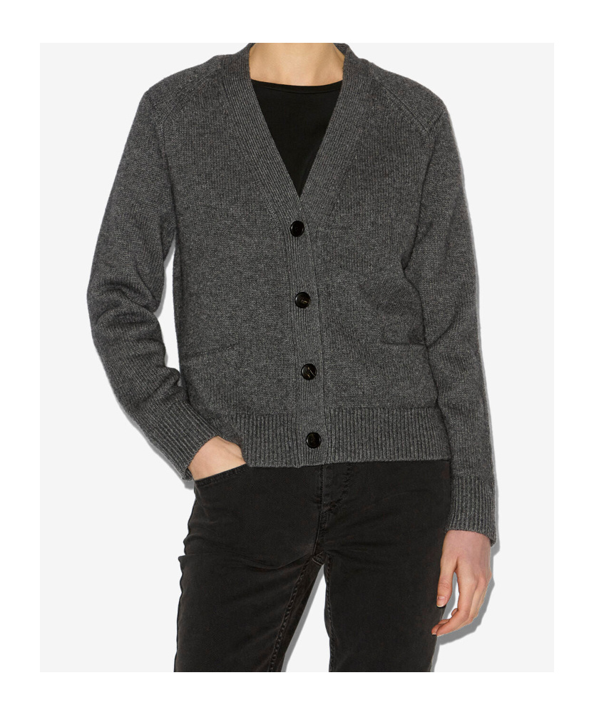 Isabel Marant V-neck Cardigan Front Pockets In Gray