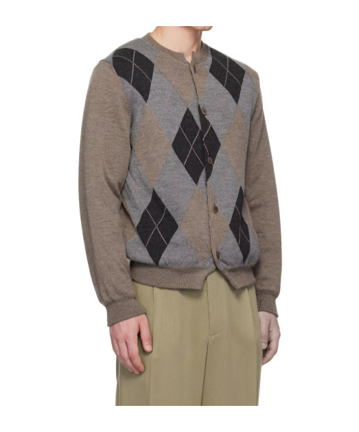 Magliano Rhombo-checked Knitted Cardigan In Gray