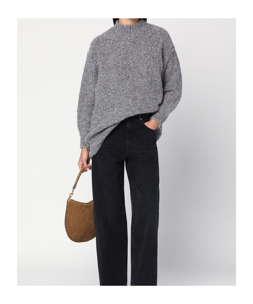 Isabel Marant Alpaca Blend Sweater Asymmetric Hem In Gray