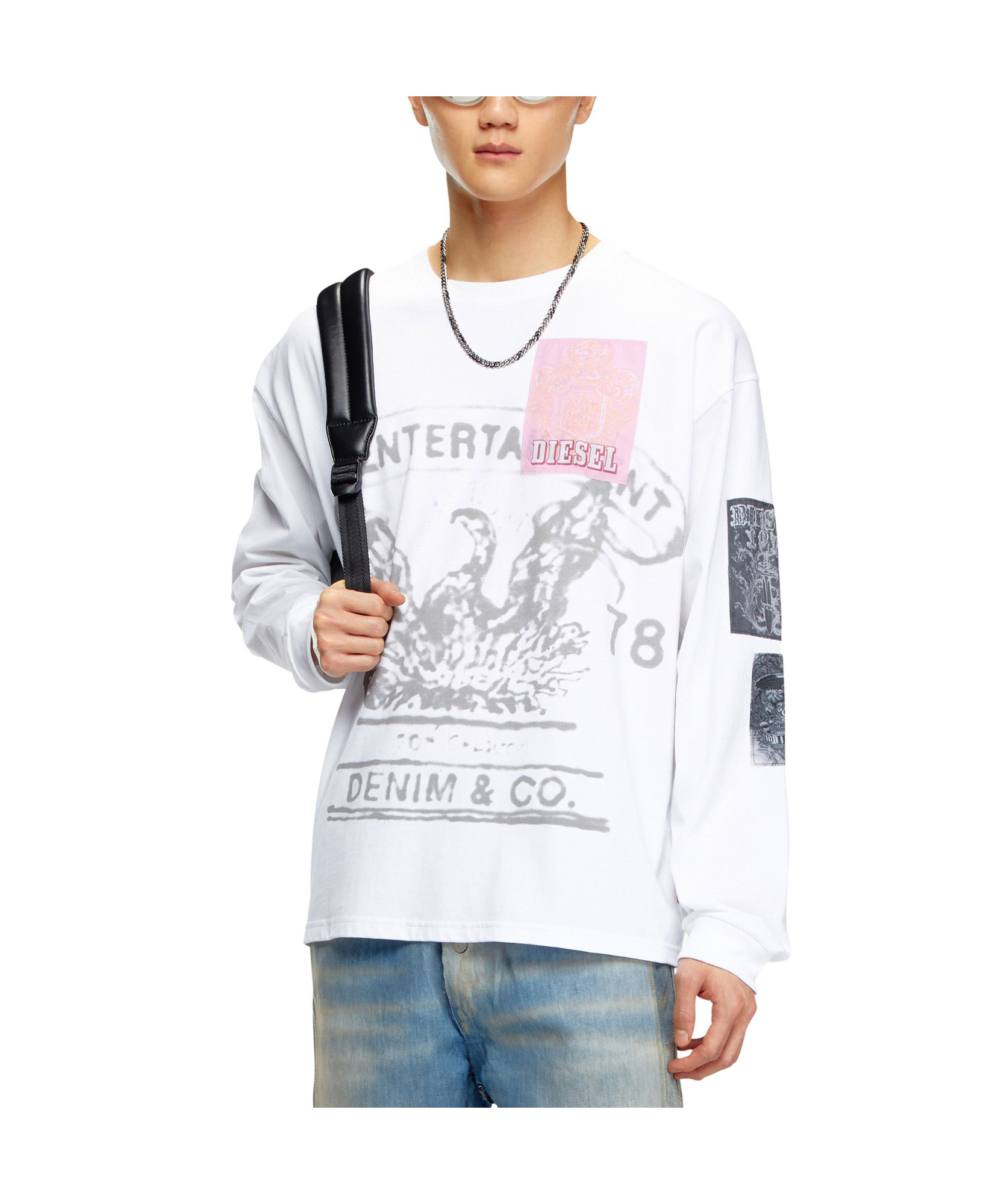 Diesel Graphic-print Cotton Sweatshirt In White