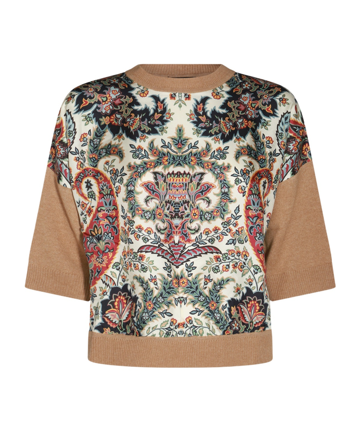 Shop Etro Floral Printed Knitted Sweater In Green